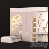 Trueliving 5 Loft Door Kids Designer wardrobes Laminated Finish & PU Finish with Drawers 8Ft *2Ft *9Ft -2438.4MM X 609MM X 2743.2MM)